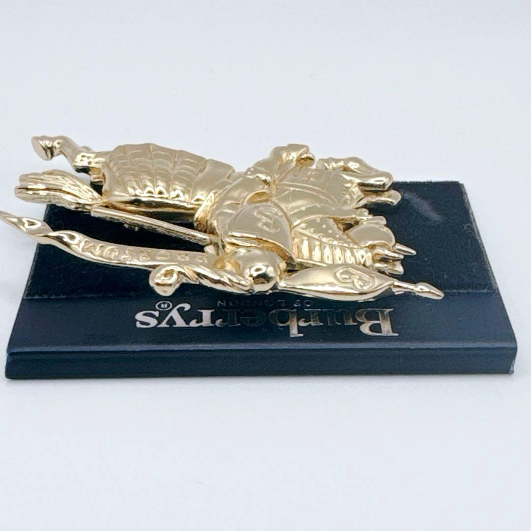 希少✨バーバリー ブローチ ゴールド ホースマーク 金 ピン ロゴ プローサム