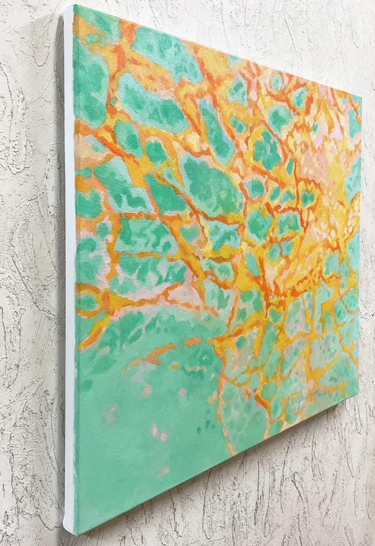 絵画 869 油絵/抽象画風/ひび割れ/F10号