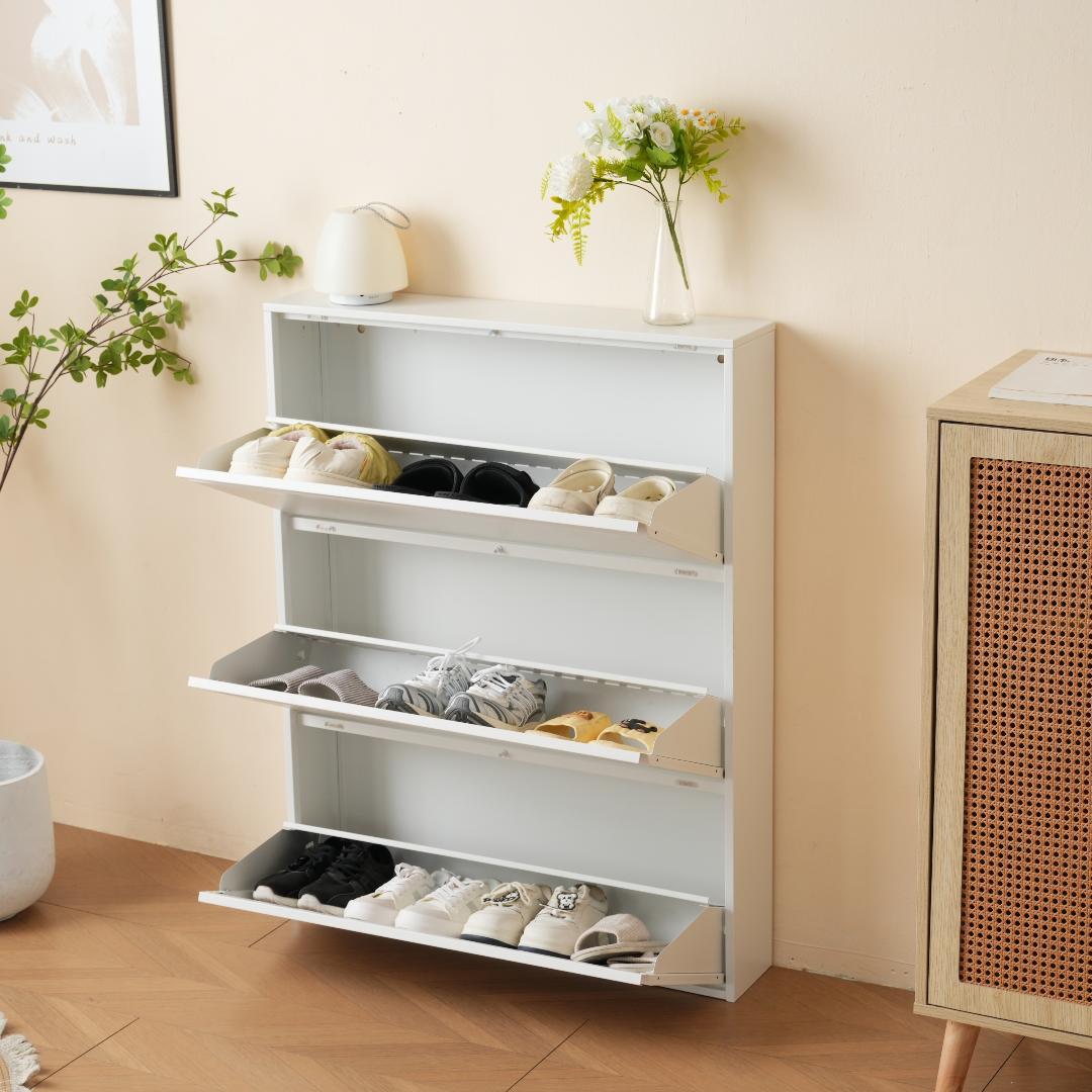 ★上西正輝★ シューズラック スリム 靴箱 シューズボックス 超薄型 3段