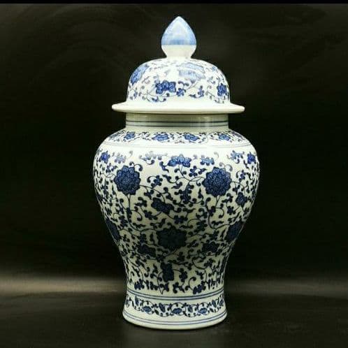 青花染付将軍缶 （物入れ）中国の陶器　時代物　工芸品