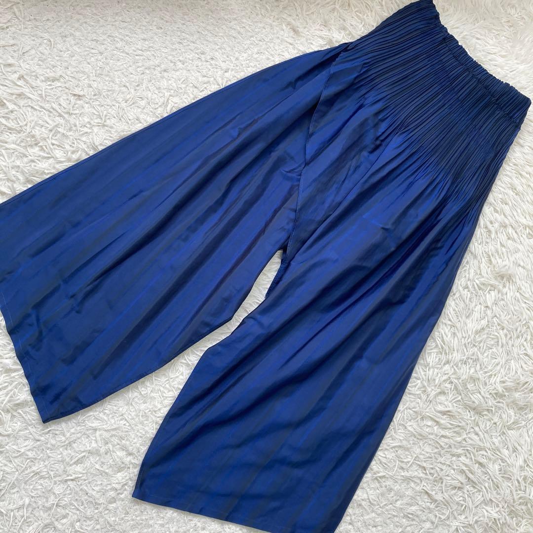ISSEY MIYAKE サルエルパンツ ブルー 2 上品 プリーツ オシャレ