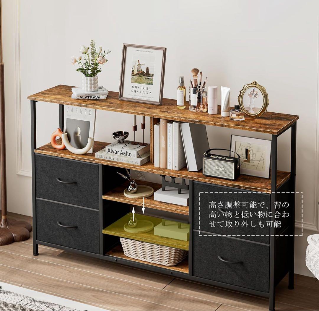 テレビ台 ハイタイプ 幅120cm 収納棚付き テレビボード 引き出し付き