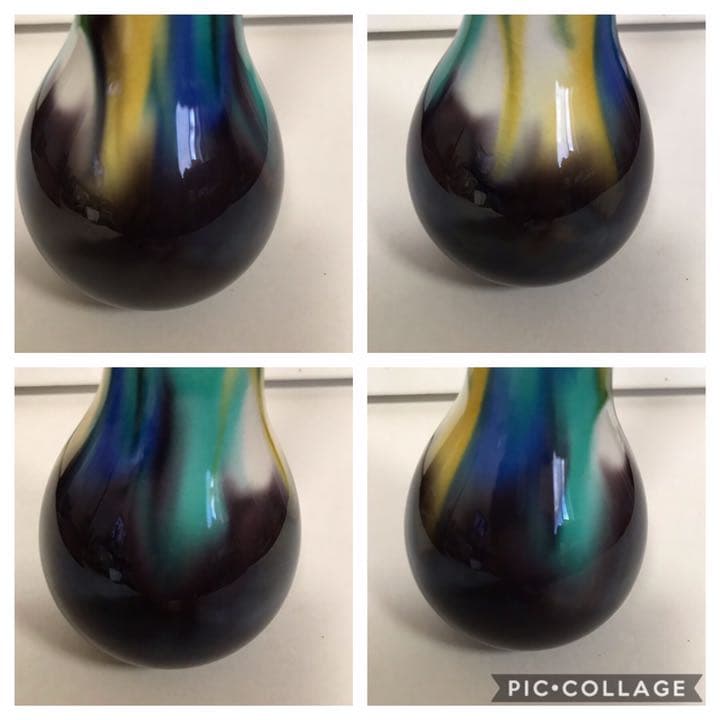 三代 人間国宝 徳田八十吉  (正彦銘)彩釉　花入　21.5㎝ 管理T34