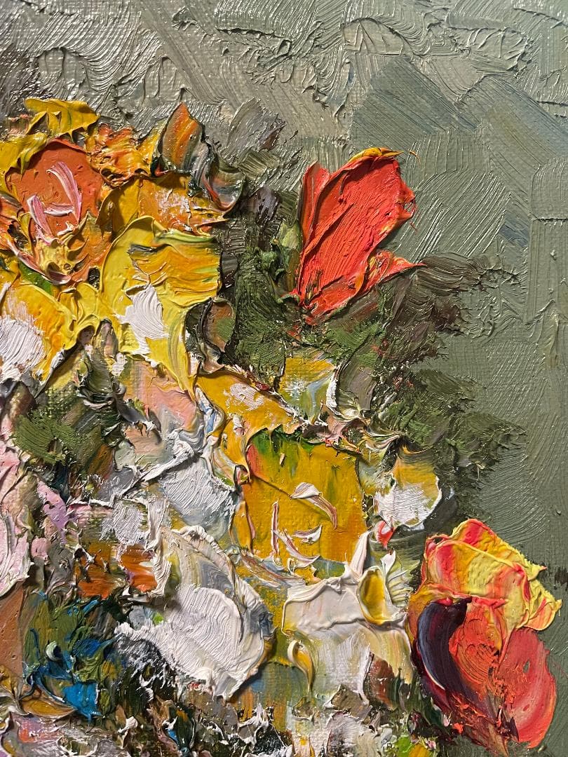 「真作」渡部ひでき「薔薇」静物画　油彩画　額装　サイン有り　F6号