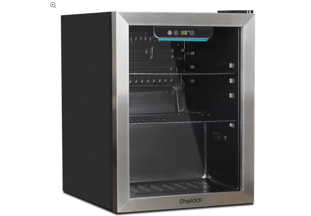 Shelddi 冷蔵庫 48L 小型 コンプレッサー式 透明ガラスドア