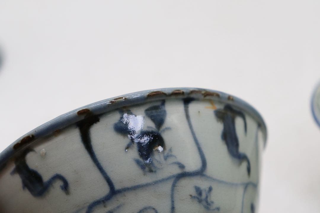 中国　清時代　染付　お碗大&小4点まとめ　送料込み250816