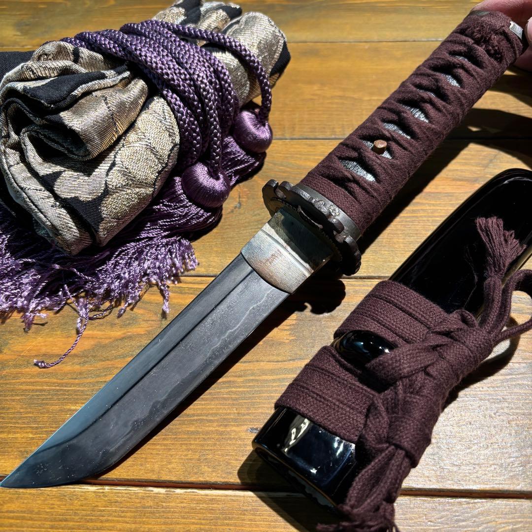 日本刀残欠クラフトナイフNo.64 最上大業物 長曽祢虎徹興里 茶黒拵