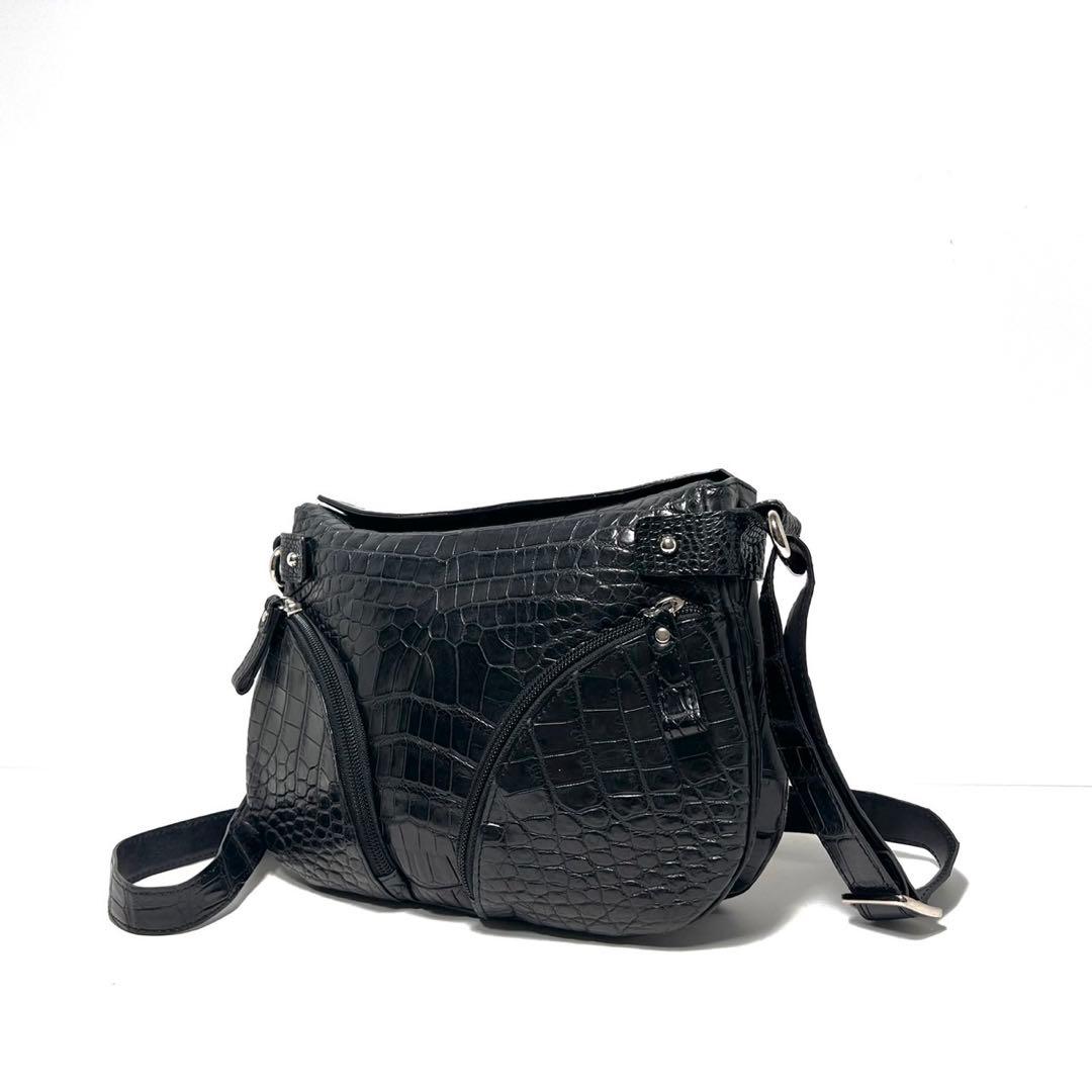 【美品】JRA認定品 日本製/クロコダイルレザー/マットクロコ/ショルダーバッグ