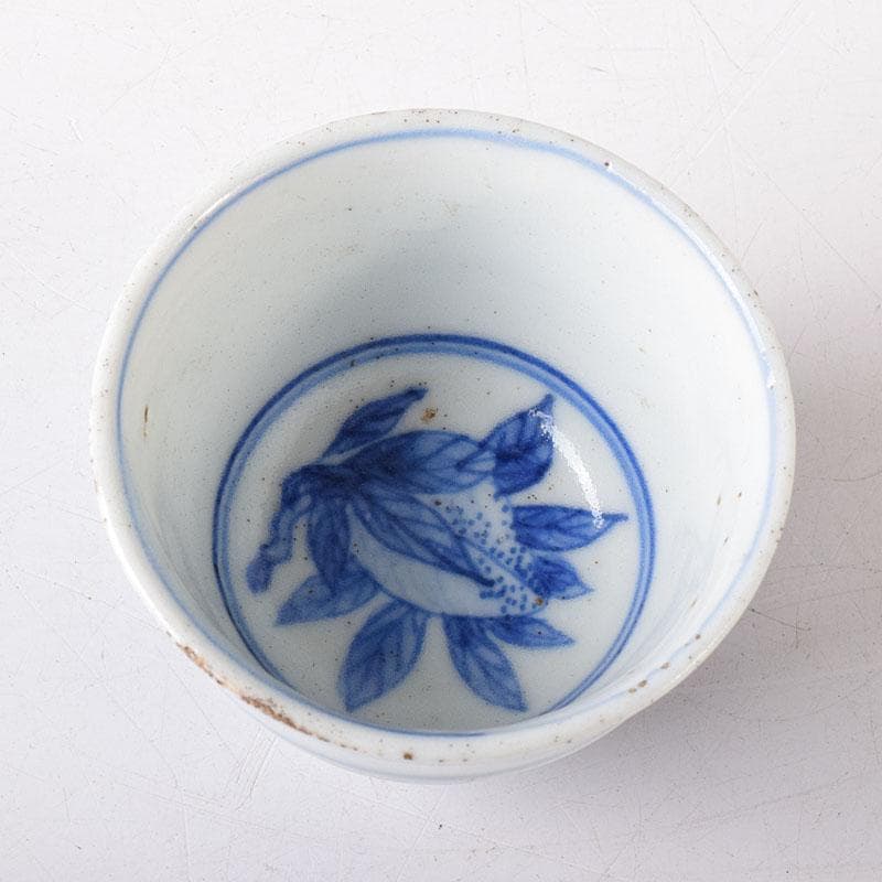 水越与三兵衛作　染付　松竹梅文　茶器　酒盃　ぐい呑　時代箱　C　R8345