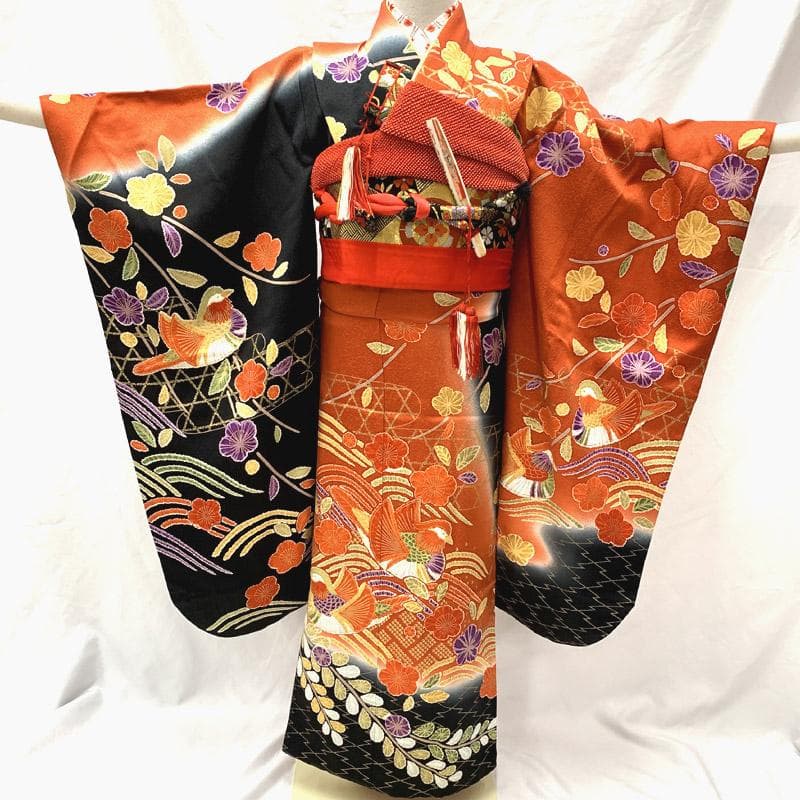 Ｋ506ag30■七五三 七歳 女児 着物&袋帯&長襦袢&小物フルセット■