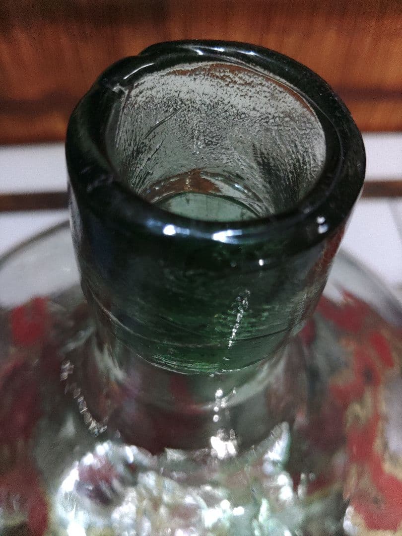 特大瓶　デミジョンボトル　グリーン　昭和レトロモダン　かわいいガラス瓶　ガラス製
