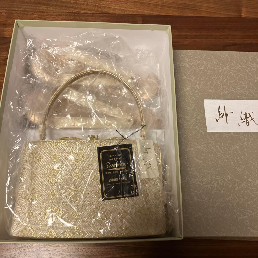 Pearltone ゴールド 和装用バッグ草履セット　紗織