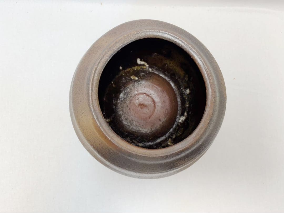 未使用 茶道具 小山岑一造 花ノ木窯 芋頭 備前焼 水指 水差し 陶印 栞 共箱