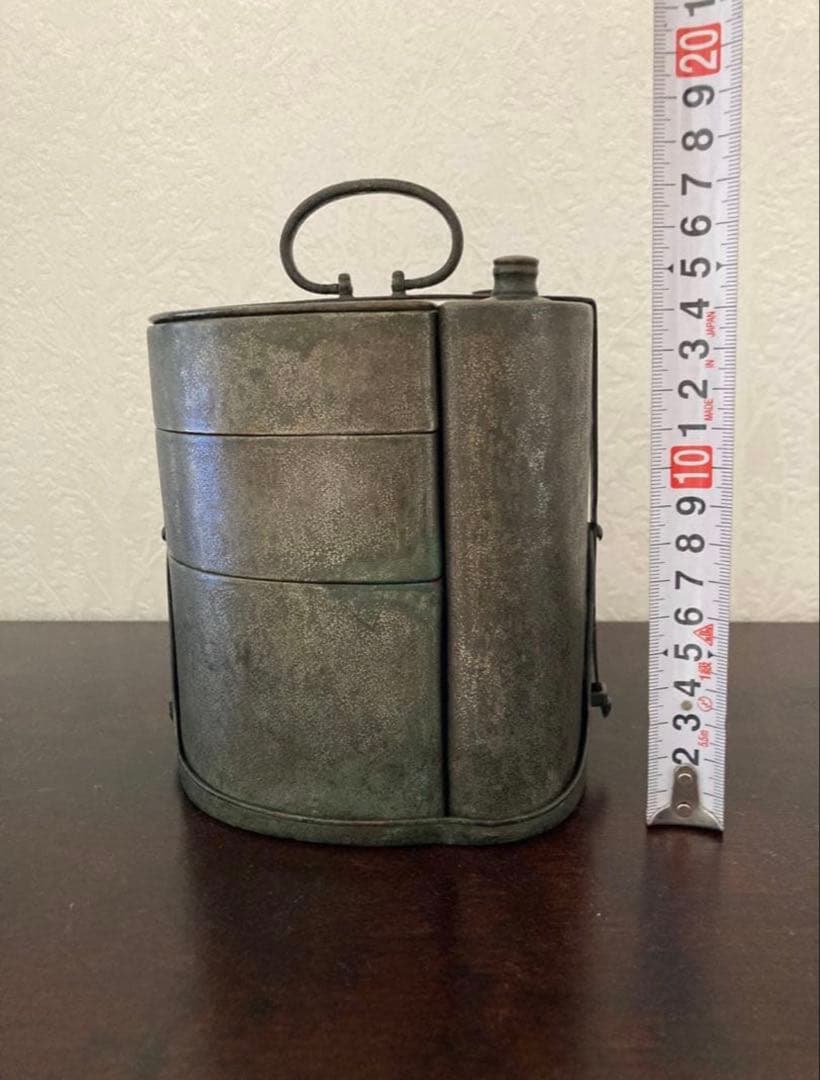 珍品 作家物 銚子 四方木瓜 お弁当箱 骨董 アンティーク雑貨 金属 美術品
