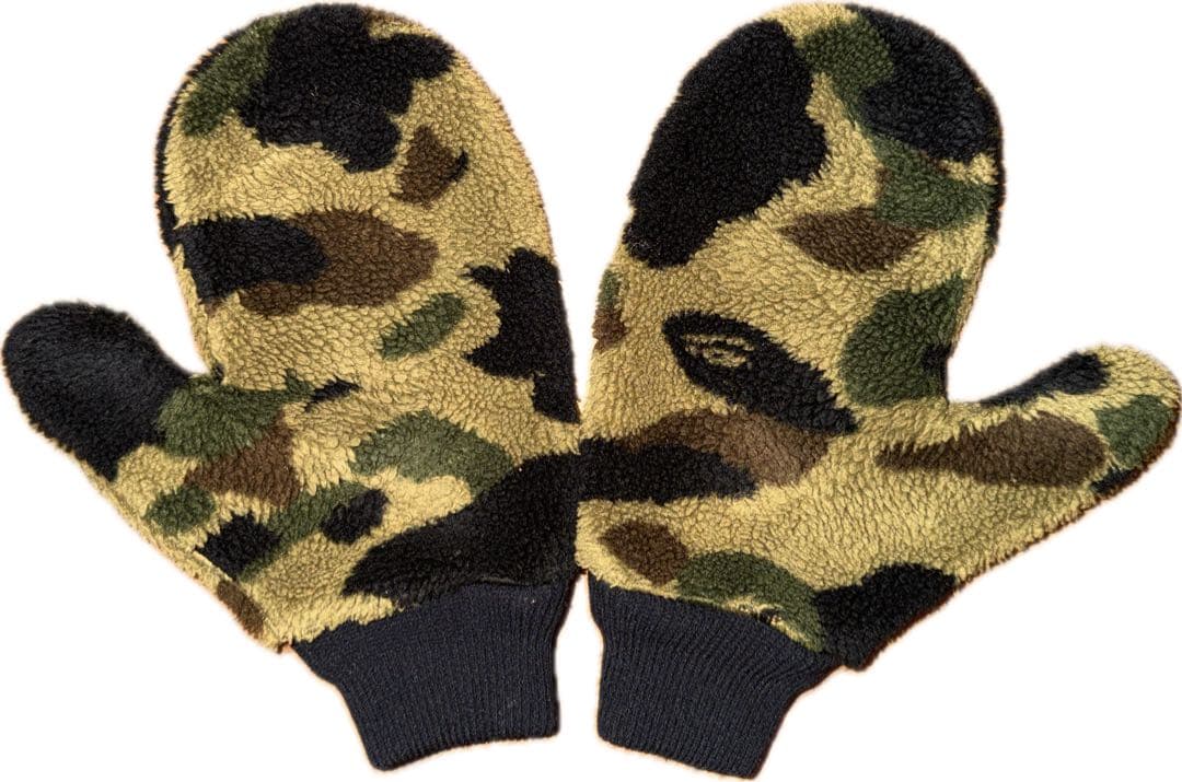 美品 アベイシングエイプ ミトン 手袋 Lサイズ APE 90s 金糸 初期