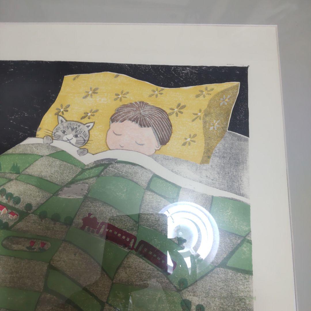 一月セール 版画絵額 孫お休みなさい