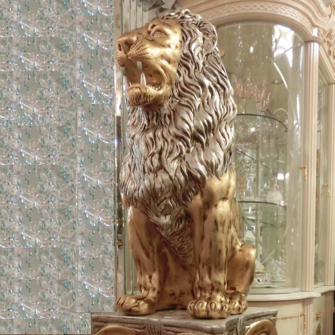イタリア製　アニマルオブジェ　ゴールドライオン