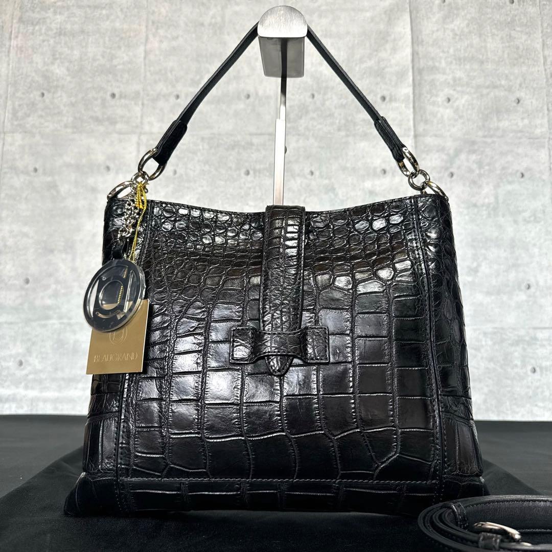 専用品BEAUGRAND JRA クロコダイル 黒 2WAYショルダーバッグ