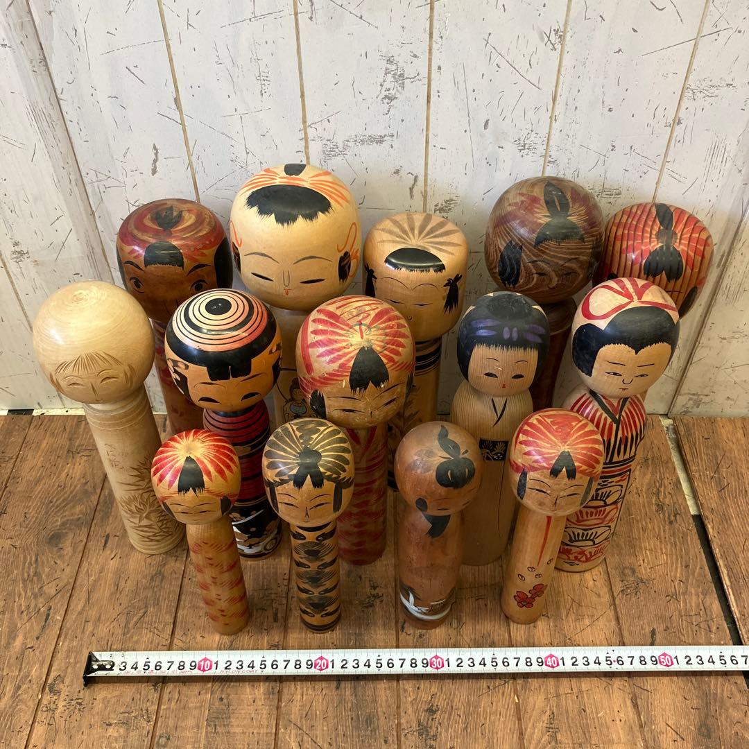 昭和レトロ 木製 こけし 小芥子 14体セット まとめ売り 日本人形 伝統工芸