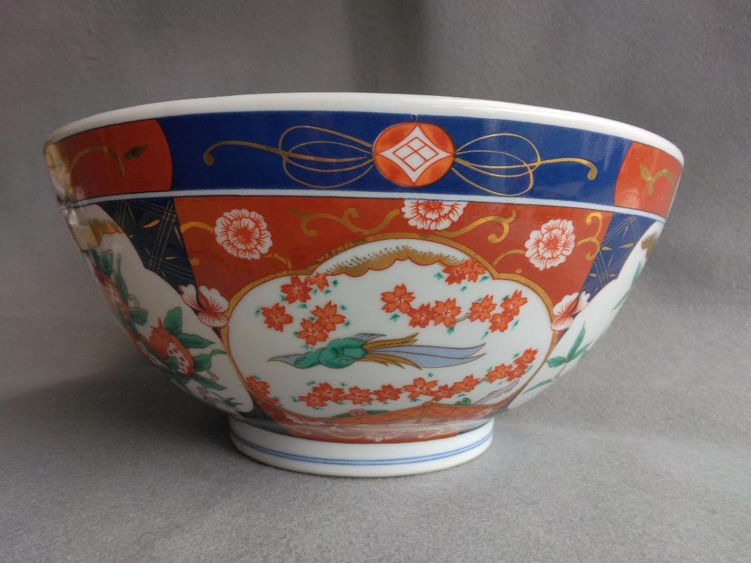 【未使用・美品】 有田焼　大鉢 庫山窯 金彩 桜・ザクロ・鳳凰