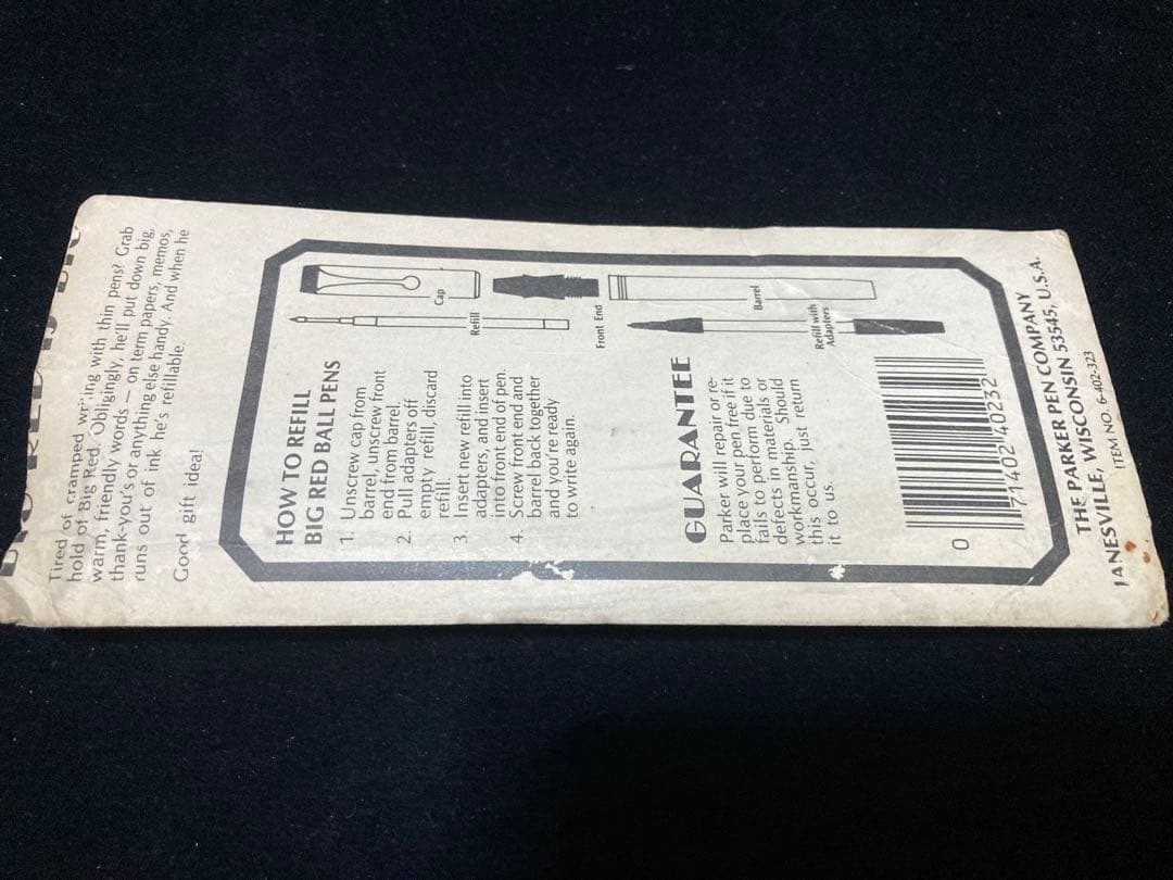 【新品未使用】 1970年代　パーカー ボールペン ビッグレッド ブラック