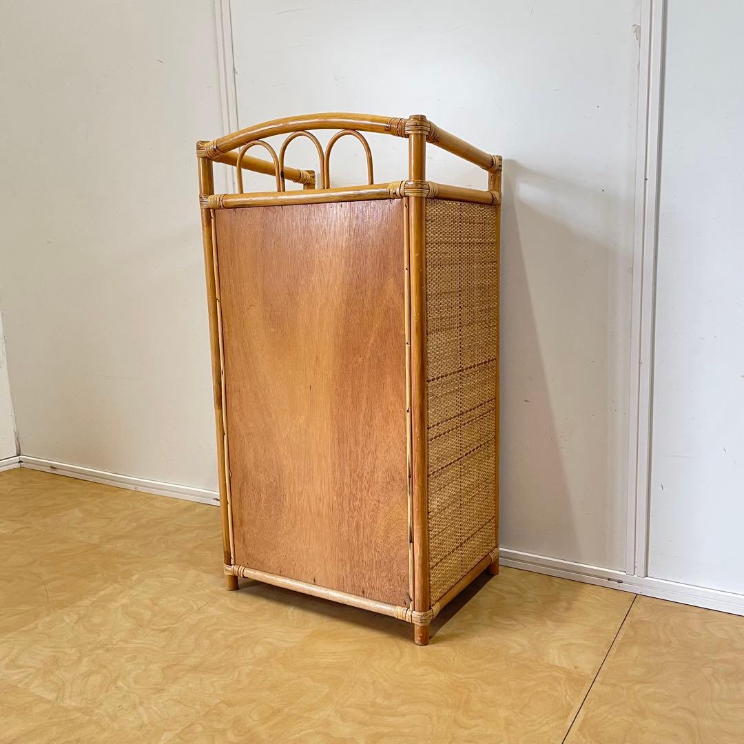 籐 ラタン 5段チェスト 引き出し 収納 タンス 電話台 スリム ビンテージ