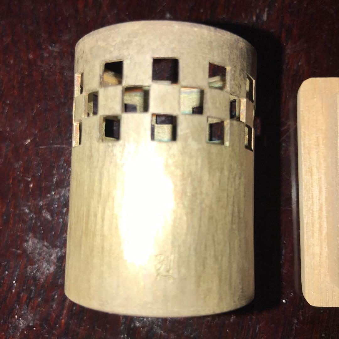 長野烈作　南鐐　市松透し　蓋置