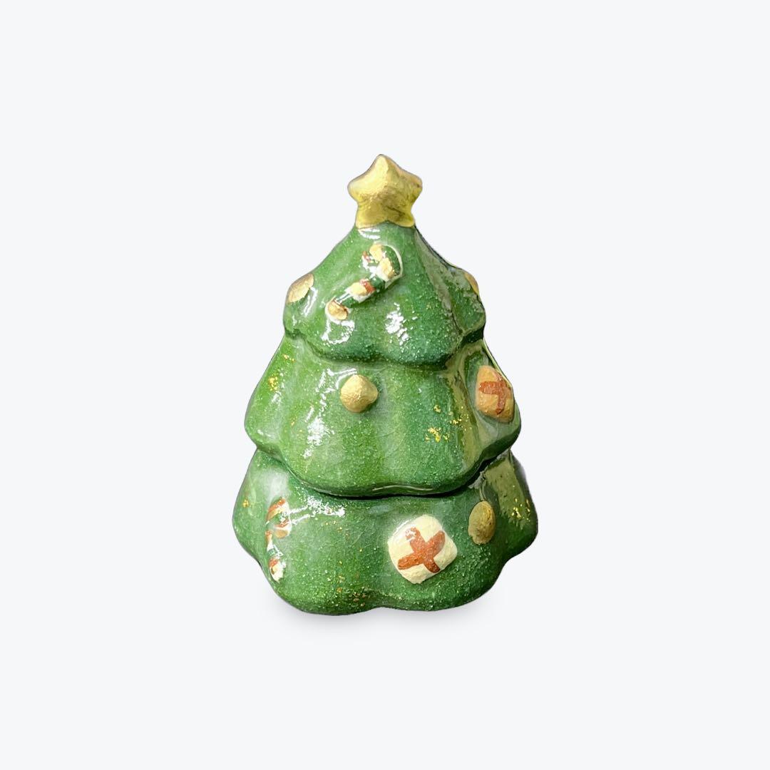 香合 クリスマスツリー　茶道具　楽入