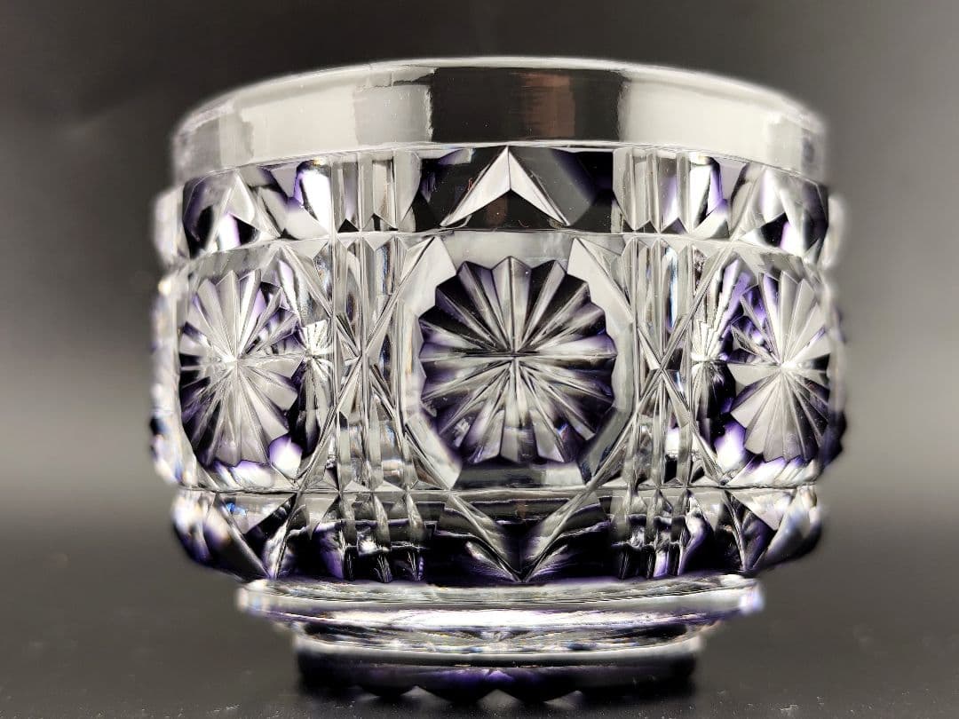 超希少品☆未使用美品 黒木国昭 薩摩切子 猪口 紫（切子 江戸切子 薩摩切子）