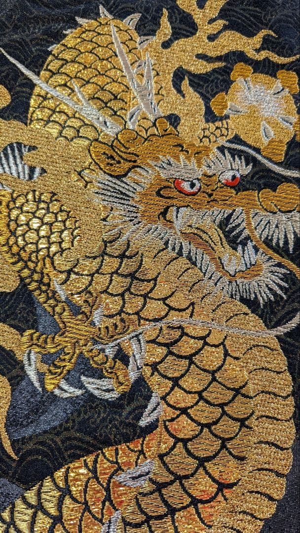【新品】金色の龍 袋帯 幅31cm•長さ448cm