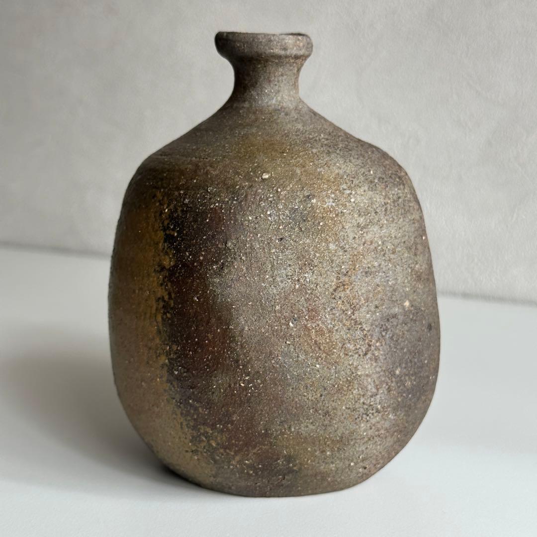 各見政峯 (政美) 備前 牡丹餅 徳利 共箱