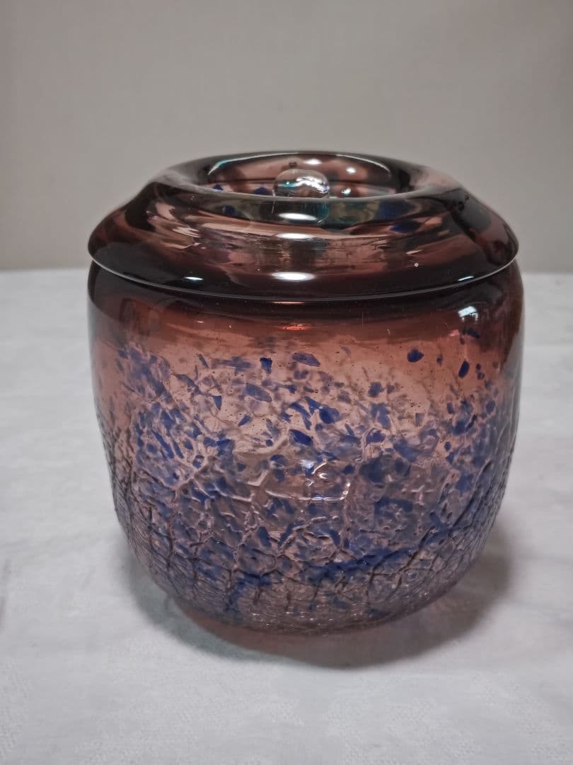 奥原硝子製造所　桃原正男　蓋付収納鉢　新品未使用　琉球ガラス