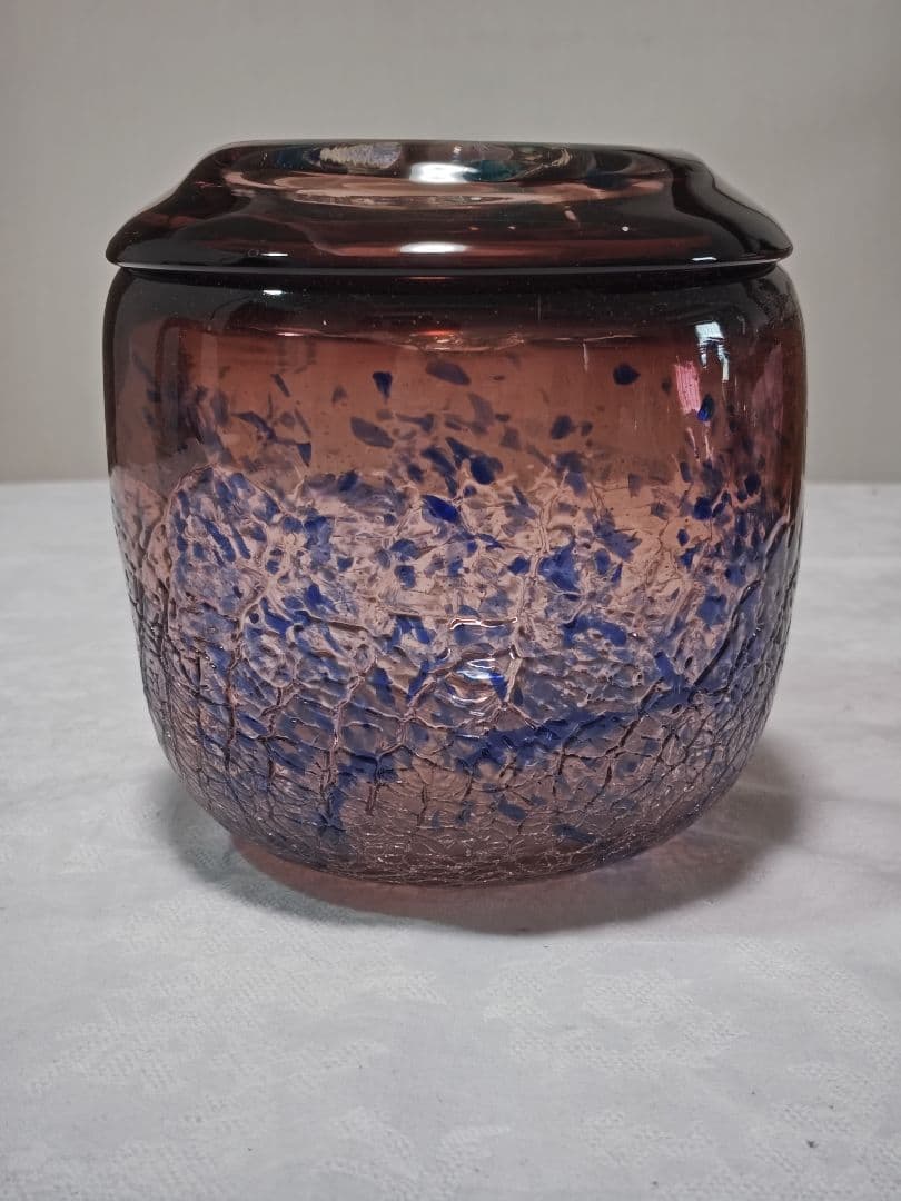 奥原硝子製造所　桃原正男　蓋付収納鉢　新品未使用　琉球ガラス