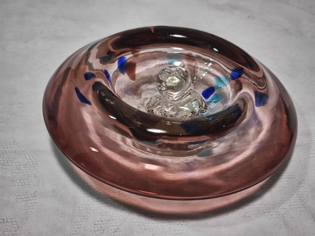 奥原硝子製造所　桃原正男　蓋付収納鉢　新品未使用　琉球ガラス