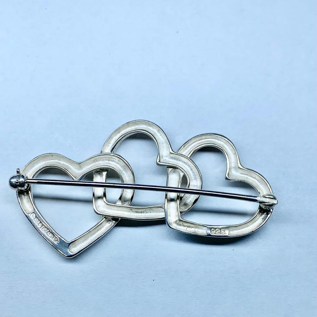 美品 ティファニー トリプルハート ブローチ ピンバッジ シルバー 925