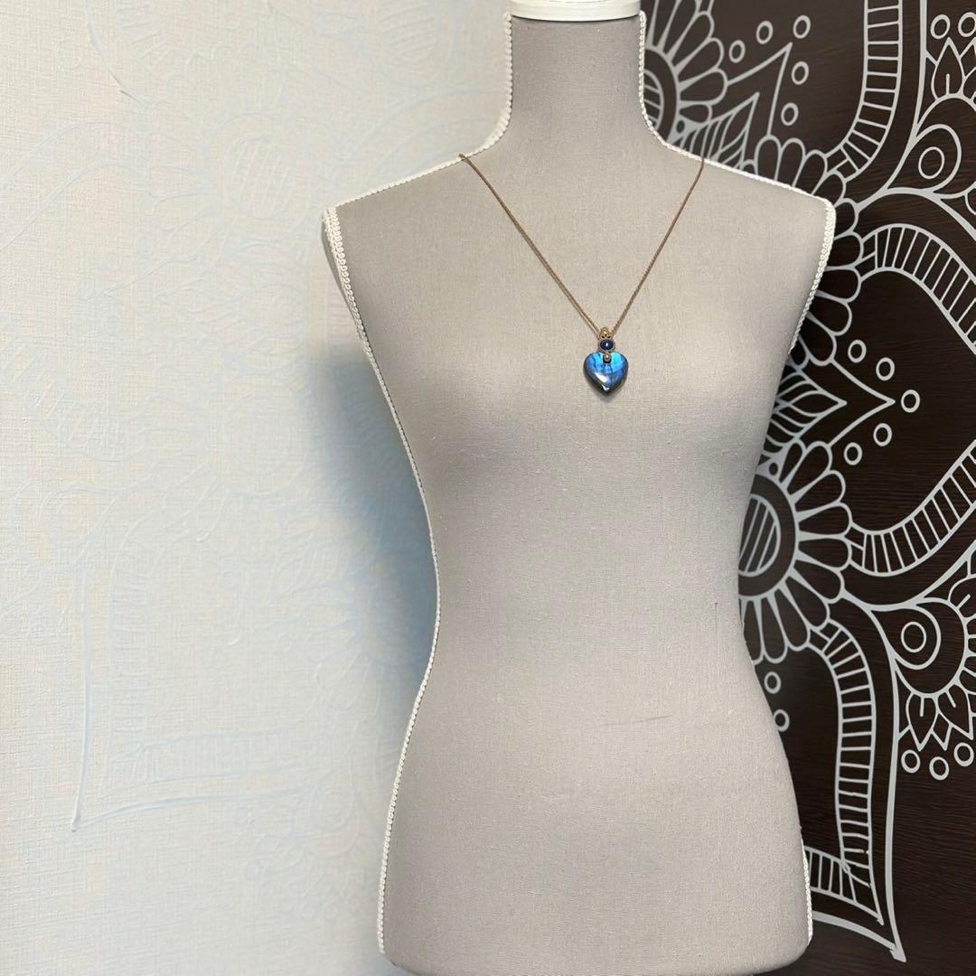 『心翼』ラブラドライトとカイヤナイトのマクラメペンダントネックレス