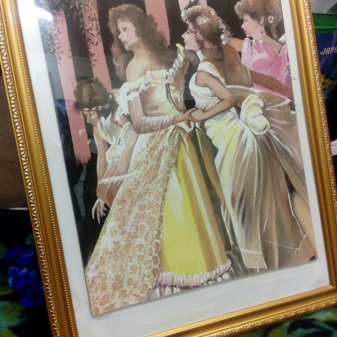 西洋女性保存状態良好蔵出レアアンティーク手描きパステル画当時物保管品