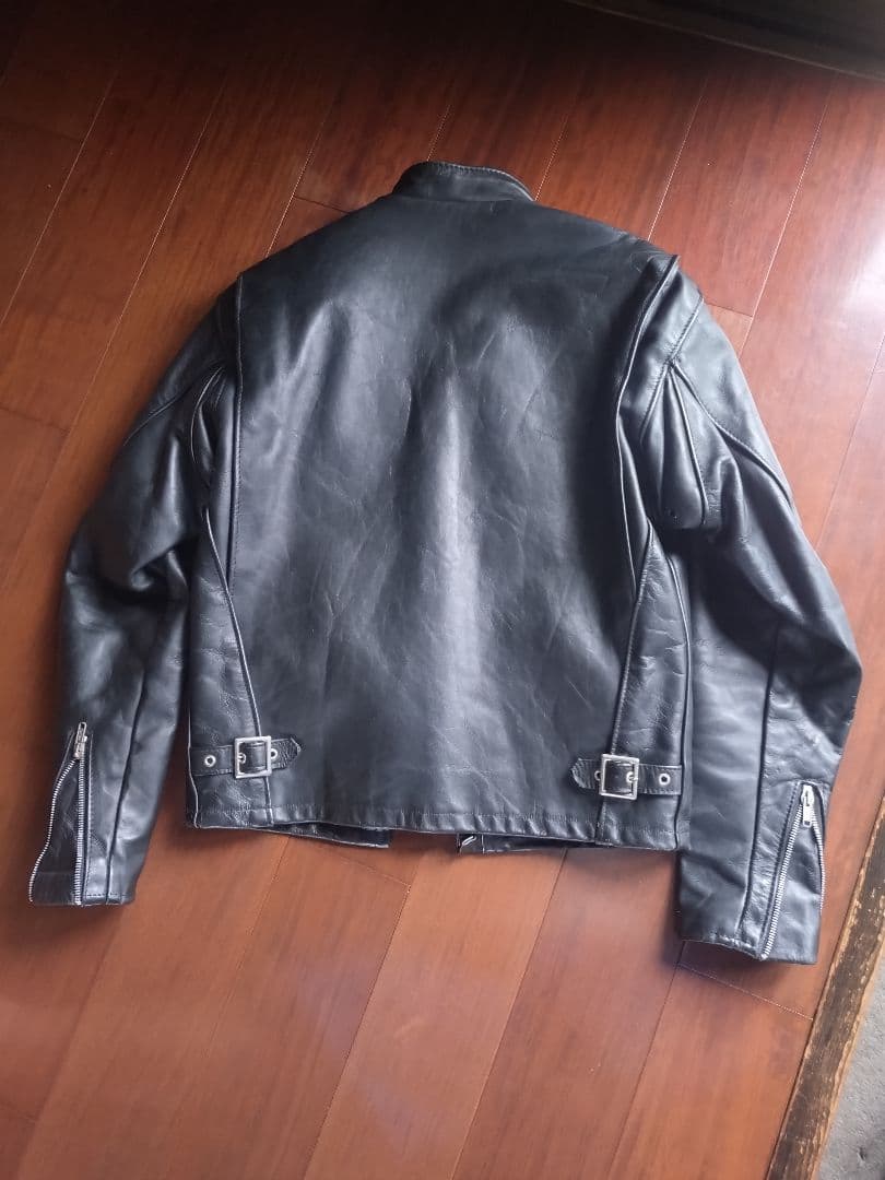 Schott黒レザーシングルライダースジャケット