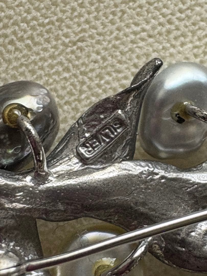 黒蝶ケシ真珠 マルチリーフデザイン ブローチ兼用ペンダントトップ