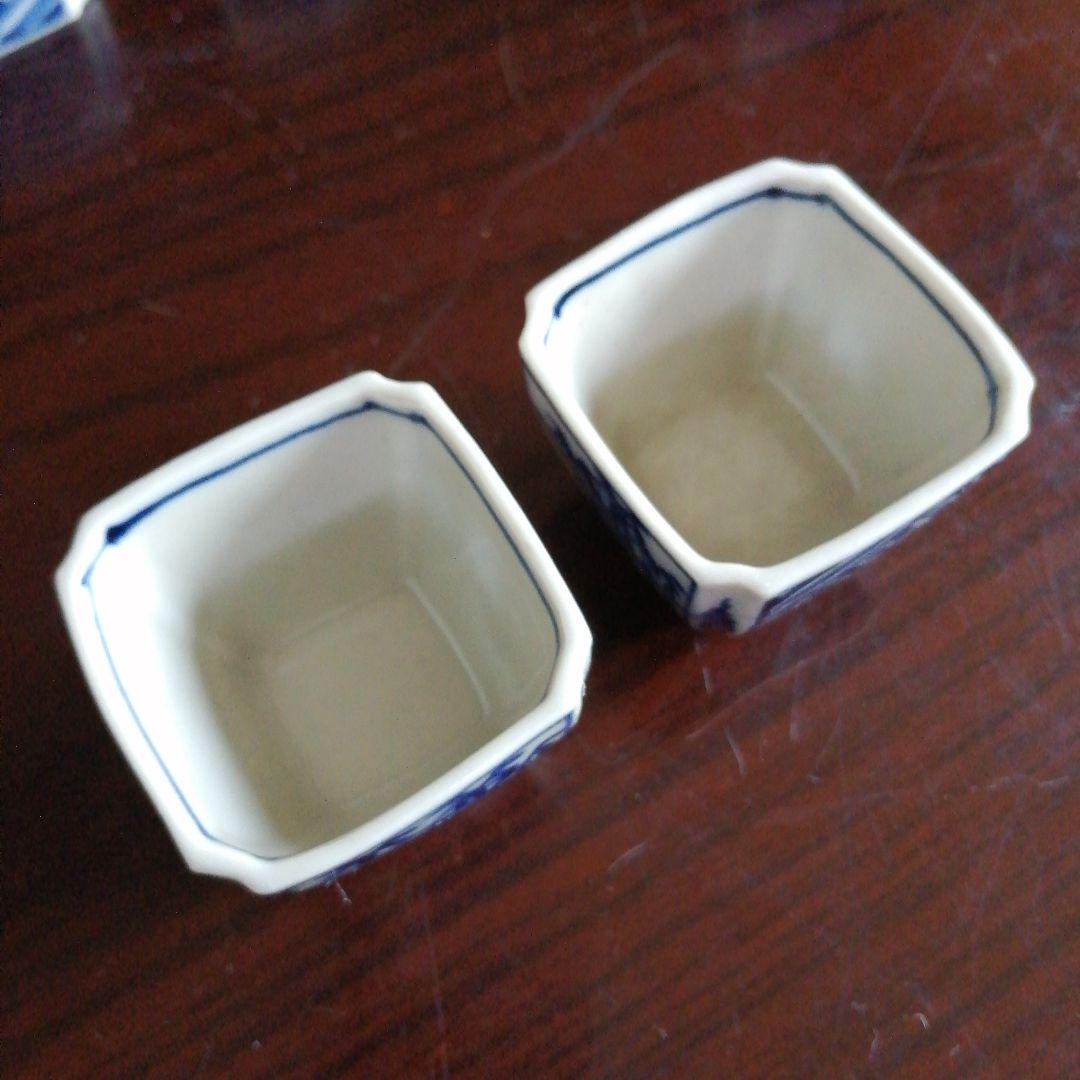 古伊万里　成化年製染付隅切豆小鉢　10客　4.3cm　江戸後期〜幕末