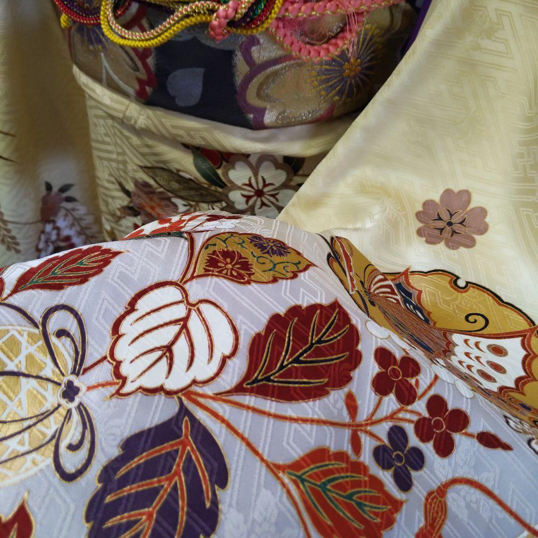 456 アイボリー　古典柄　正絹振袖7点フルセット　成人式卒業式謝恩会結婚式