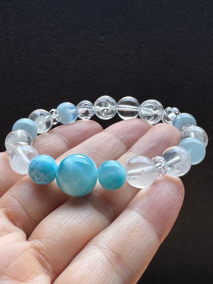 宝石品質　ラリマーデザインブレスレット