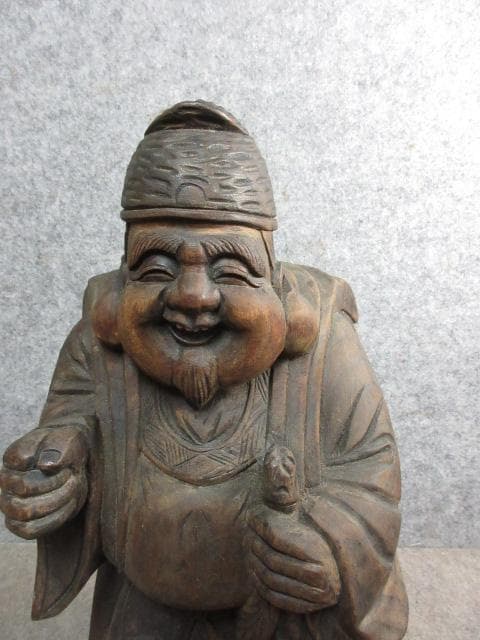 木彫り 恵比寿尊 置物 [B31526]