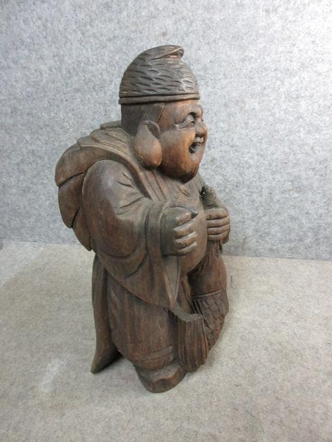 木彫り 恵比寿尊 置物 [B31526]