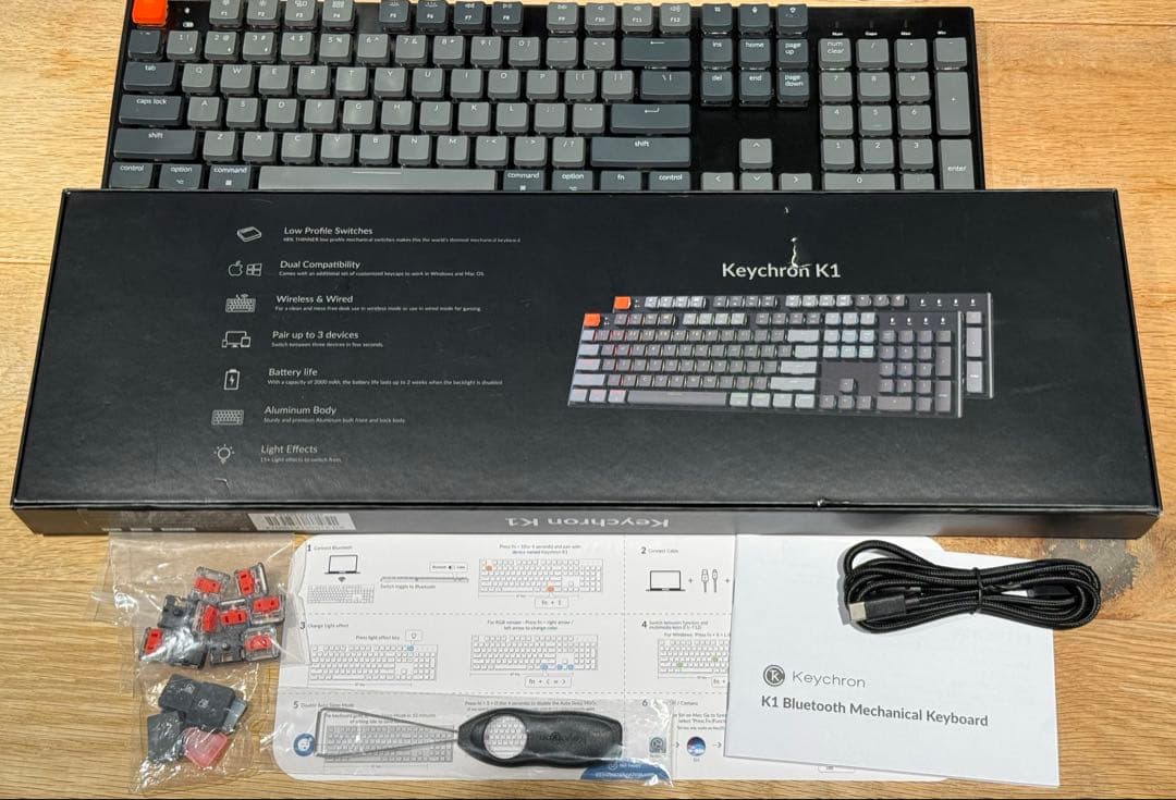 Keychron K1 USキーボードBluetooth＋有線　テンキー付　赤軸