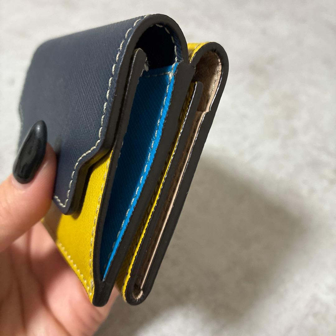 MARNI 三つ折り財布 ネイビー/イエロー