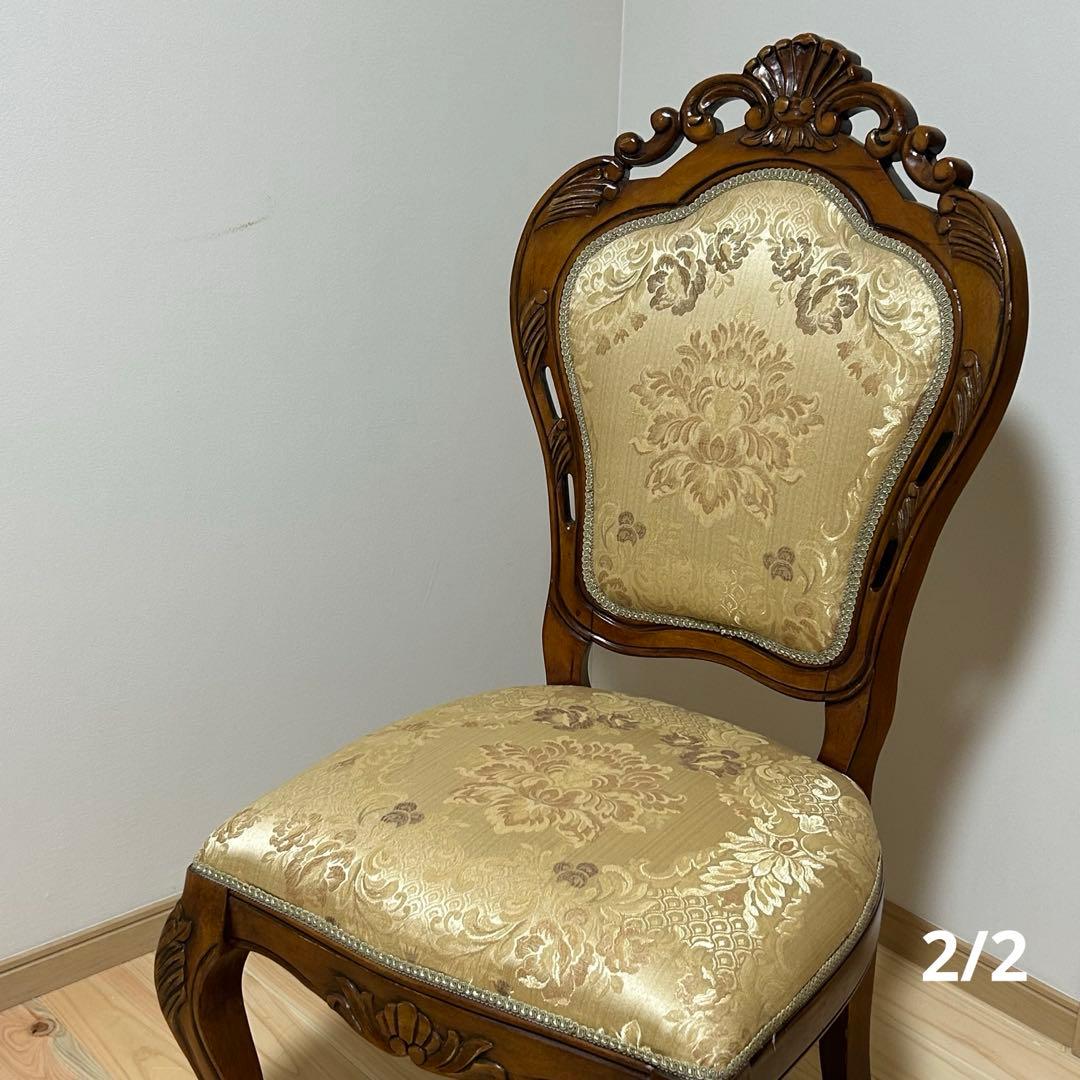 【美品】アンティーク 高級家具　イタリア製 ダイニングチェア　天然木　2脚セット