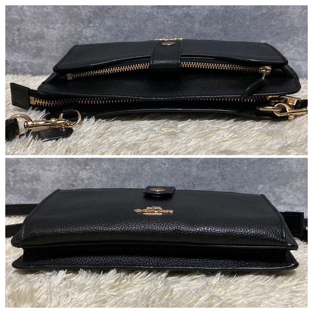 【美品】コーチ ショルダーウォレットバッグ ノア レザー ブラック 財布