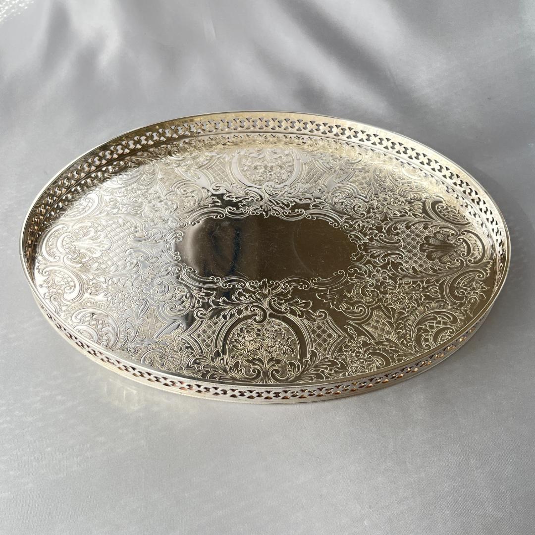 【Barker & Ellis】透かしのギャラリートレー/ドリンクトレー