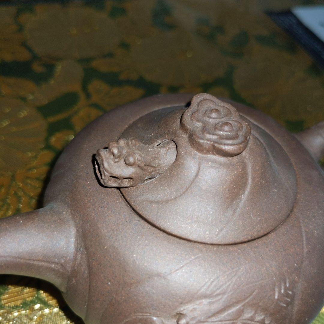 【最終価格】中国　紫砂朱泥　彫刻入　急須水滴